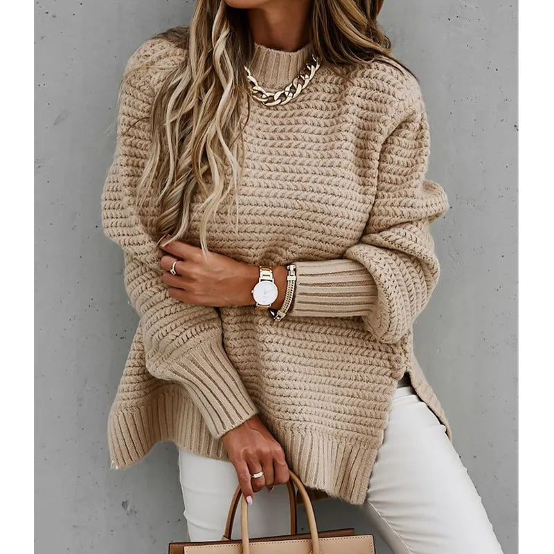 Alexa | Knitted half turtleneck sweater