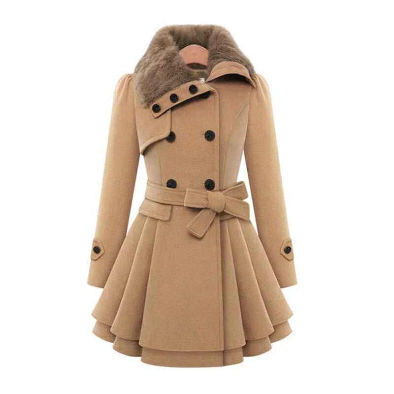 Lovely | Stylish trench coat with vegan fur