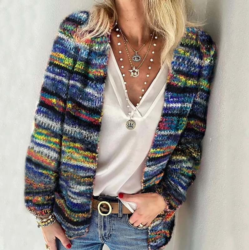 Jovie - Cozy cotton multicolored cardigan